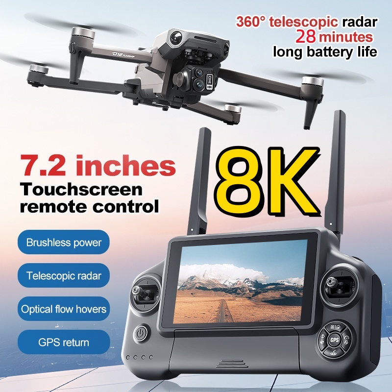 Drone Camera With Gimbal - 8K 3 Axis Gimbal Brushless 7.2in